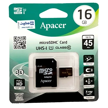 کارت حافظه microSDHC اپیسر کلاس 10 استاندارد UHS-I U1 سرعت 45MBps همراه با آداپتور SD ظرفیت 16 گیگابایت